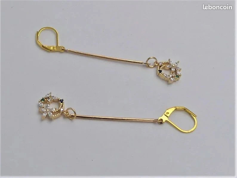 Brincos de latão dourado e zircões – photo 2